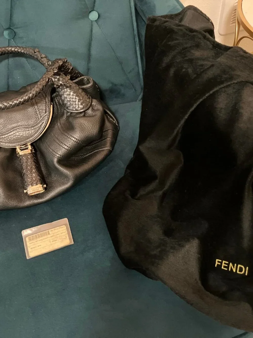[One Owner] Vintage Fendi Small Spy Bag Black Pebbled Leather Y2K